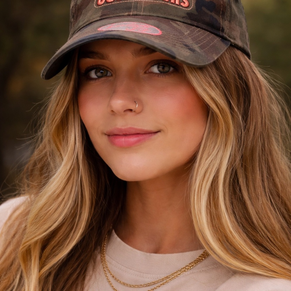 Lincoln Outfitters Women’s Hat Bundle (2) Camo + Maroon Ladies Fit Adjustable